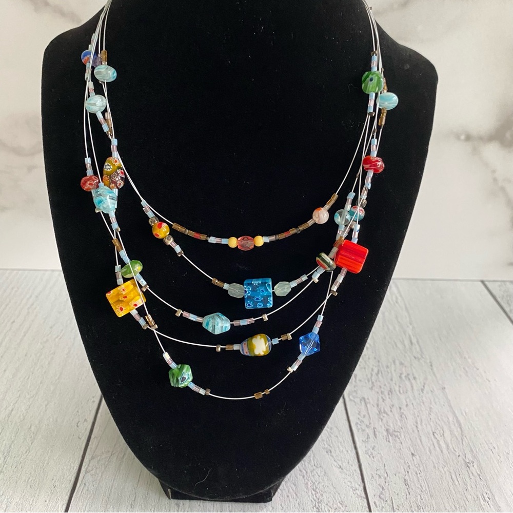 Multicolor Glass Beaded Necklace Set